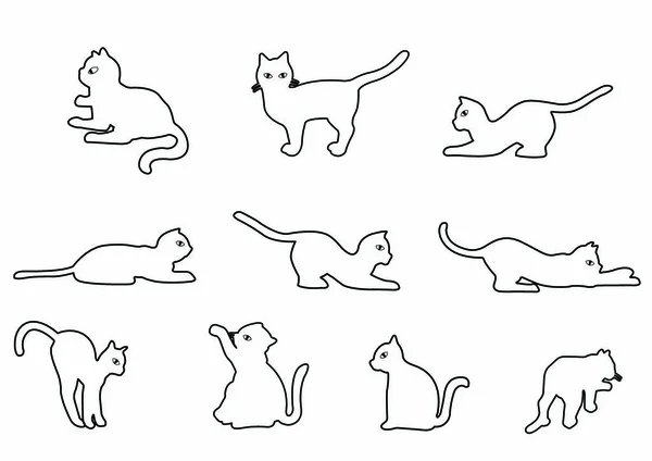 Katt Vit Bakgrund Vektor Illustration Illustration Tecknad Katt Redogör För — Stock vektor