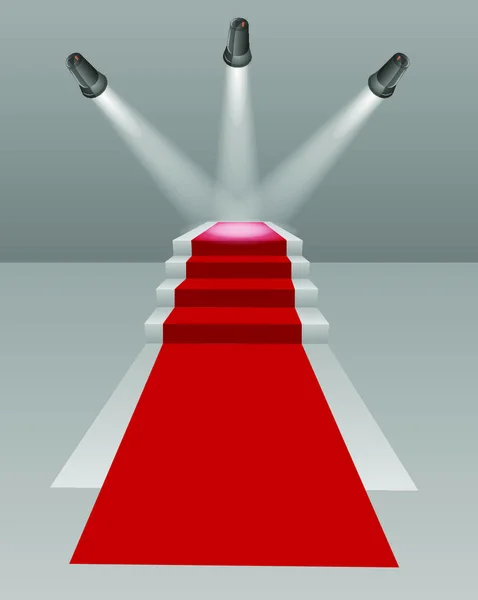 Червоний Килим Три Вогні Сходи Щоб Виграти Подіум — стоковий вектор