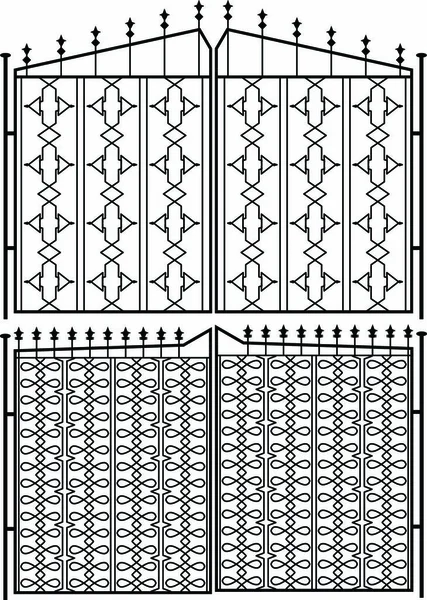 Кованые Железные Ворота Дверь Забор Окно Гриль Векторное Искусство Железнодорожного — стоковый вектор