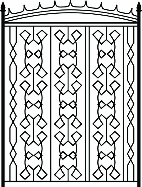 Żelazna Brama Drzwi Ogrodzenie Okno Grill Balustrada Design Vector Art — Wektor stockowy