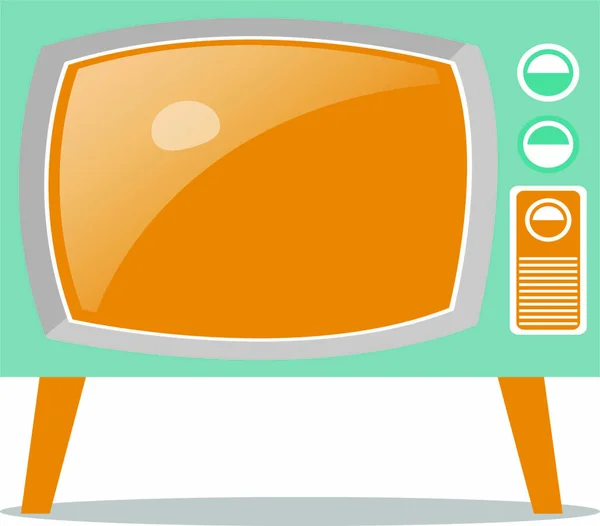 Ilustração Vetorial Televisão Antiquada Com Duas Pernas Isoladas Fundo Branco — Vetor de Stock