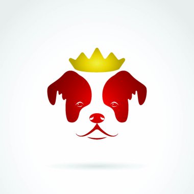 Vector image of an red dog crowned on white background. vector