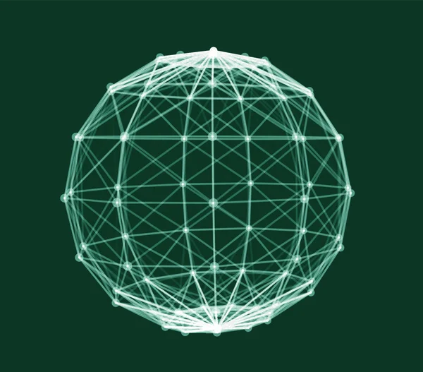 Багатокутний Елемент Дроту Сфера Лініями Крапками Векторні Ілюстрації — стоковий вектор
