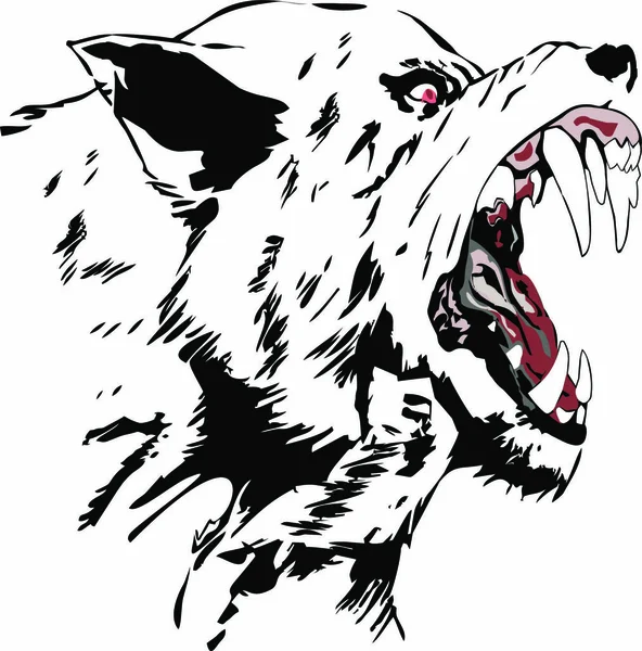 Lobo Negro Cabeza Lobo Enojado Dibujos Animados Vector Ilustración Cara — Archivo Imágenes Vectoriales