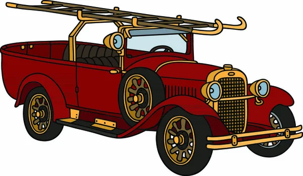 Dessin Main Camion Pompiers Vintage Pas Vrai Type — Image vectorielle