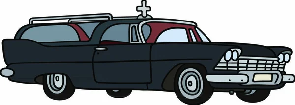 Ручний Малюнок Класичного Похоронного Автомобіля Справжній Тип — стоковий вектор