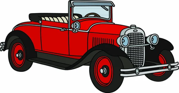 Dessin Main Roadster Rouge Vintage Pas Vrai Modèle — Image vectorielle