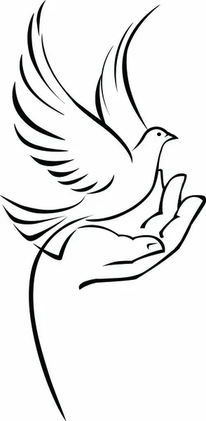 Dove Peace Symbol Human Hand Releasing Dove — Stock Vector