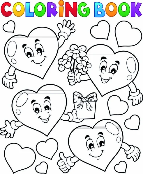 Χρωματισμός Βιβλίο Στυλιζαρισμένες Καρδιές Θέμα Eps10 Διανυσματική Απεικόνιση — Διανυσματικό Αρχείο