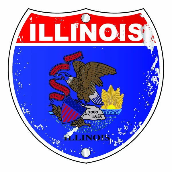 Icônes Drapeau Illinois Comme Signe Inter États Sur Fond Blanc — Image vectorielle