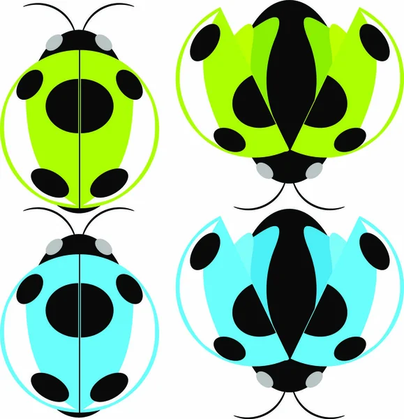 Beetle Green Cyan Fly Cartoon Illustration — Stock Vector