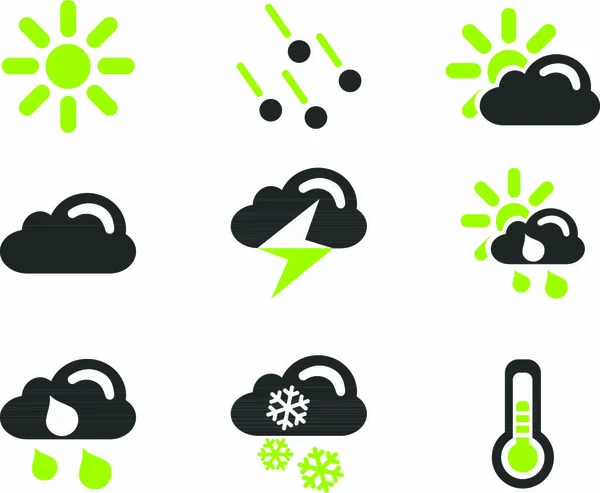 Clima Iconos Vectoriales Simples Para Web Interfaz Usuario — Archivo Imágenes Vectoriales