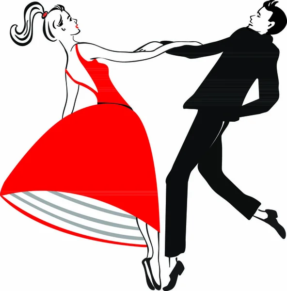 Couple Dansant Dans Style Des Années — Image vectorielle
