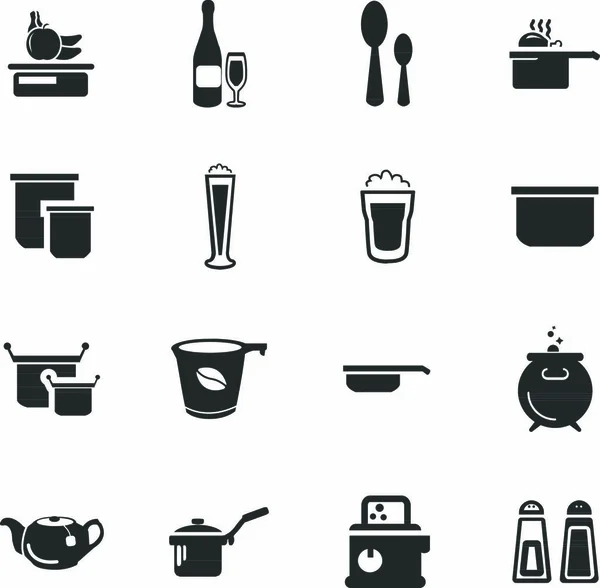 Їжа Кухня Просто Піктограми Веб Користувацьких Інтерфейсів — стоковий вектор