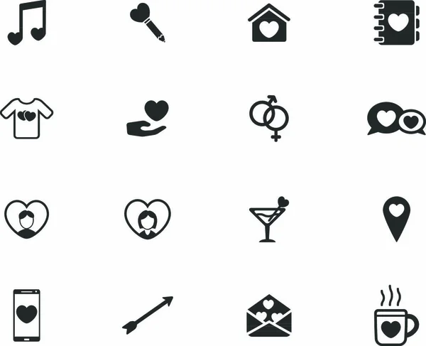 Valentijnsdag Gewoon Symbolen Voor Web Iconen — Stockvector
