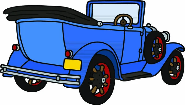 Dessin Main Cabriolet Bleu Vintage Pas Vrai Type — Image vectorielle