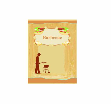 Man cooking on his barbecue - Invitation vector Man cooking on his barbecue - Invitation vector