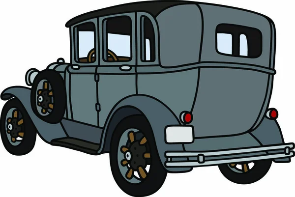 Dessin Main Une Limousine Grise Vintage Pas Vrai Type — Image vectorielle