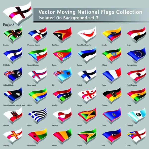 Banderas Nacionales Móviles Del Mundo Conjunto Aislado — Vector de stock