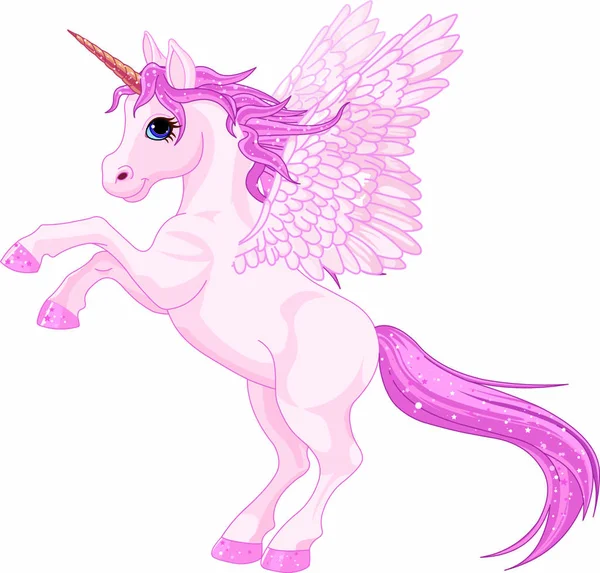 Ilustrasi Indah Unicorn Pegasus Merah Muda - Stok Vektor