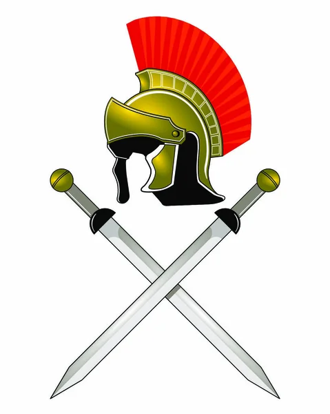 Casco Romano Espadas — Vector de stock