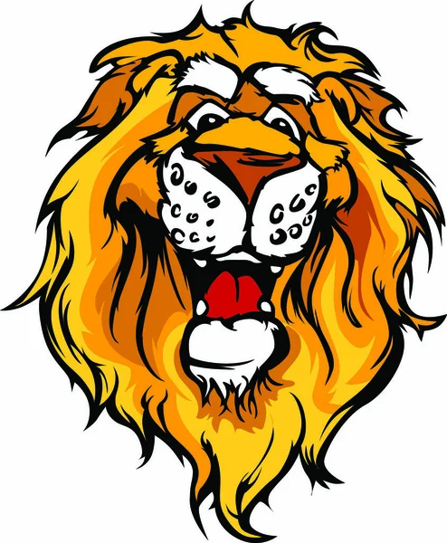 狮子吉祥物与可爱脸卡通矢量图像 — 图库矢量图片
