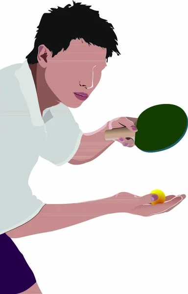 Ping Pong Speler Vector Silhouet — Stockvector