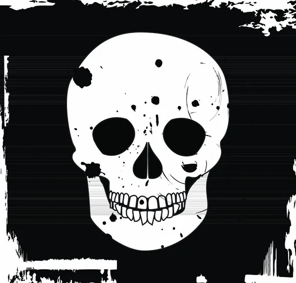 Grunge Vector Skull Flat Icon Vector Illustration — Stock Vector
