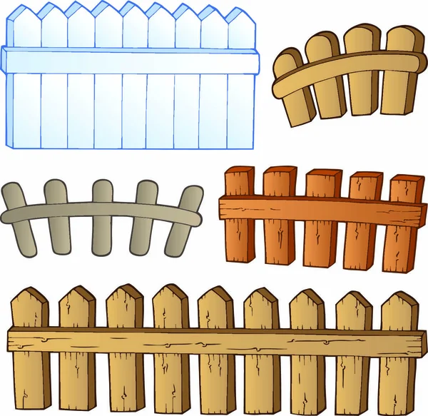 Sammlung Von Cartoon Zäunen Vektorillustration — Stockvektor