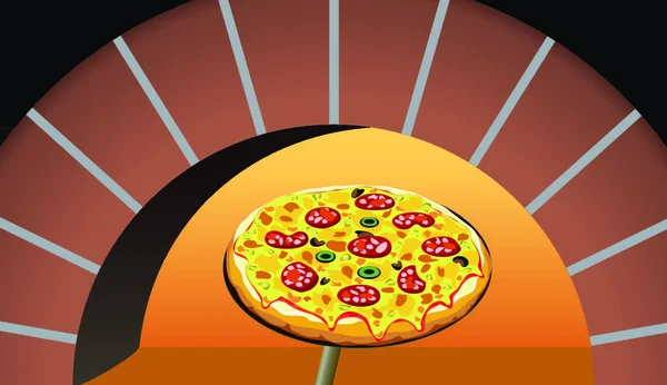 Векторная Итальянская Пицца Духовке — стоковый вектор