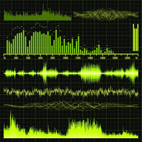 Звуковые Волны Установлены Музыкальный Фон Включен Векторный Файл Eps — стоковый вектор