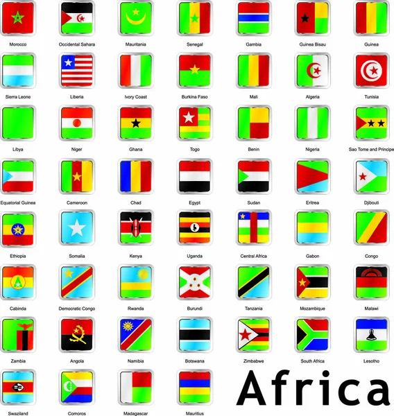 Volledig Bewerkbare Vectorillustratie Van Geïsoleerde Afrikaanse Vlaggen — Stockvector