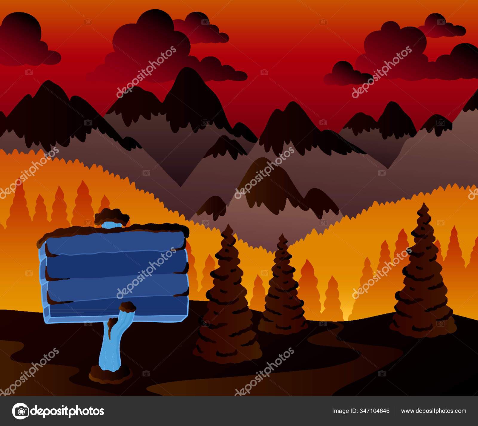 Mountain Theme Landscape Vector Illustration Stock Vector by ©YAYImages