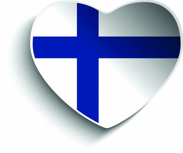 Vector Etiqueta Engomada Papel Corazón Bandera Finlandia — Vector de stock