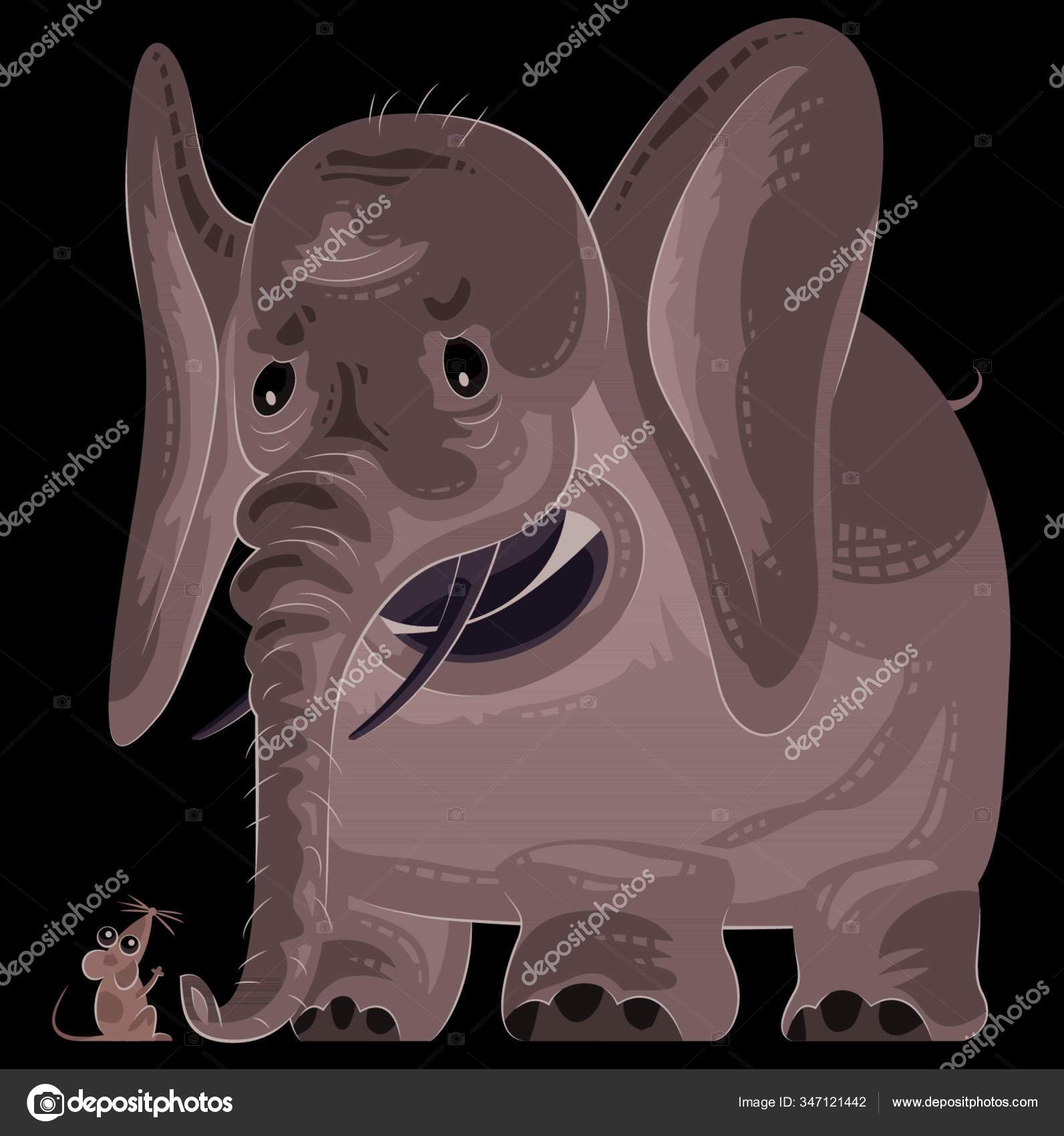 Grande Elefante Gordo Encontra Ratinho Elefante Tem Medo Vetor de  ©YAYImages 347121442, image size:1593x1700