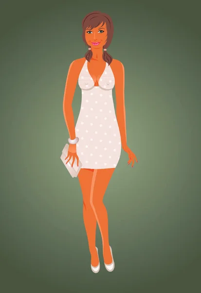 Ilustração Moda Glamour Menina Vestido Vetor —  Vetores de Stock