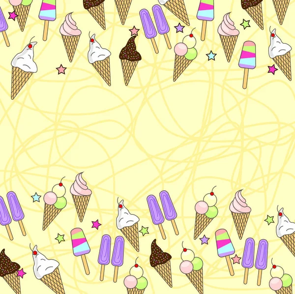 Lindo Helado Sobre Fondo Amarillo Ilustración Vectorial — Archivo Imágenes Vectoriales