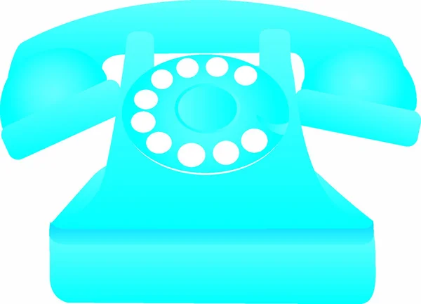 Blauwe Oude Telefoon Geïsoleerd Witte Achtergrond Vectorillustratie — Stockvector