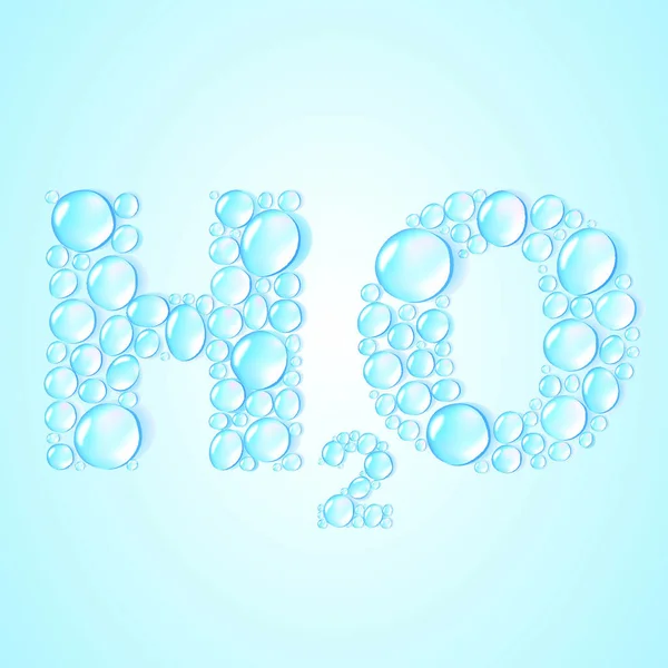 Gotas Água H2O Forma Fundo Azul Ilustração Vetorial — Vetor de Stock