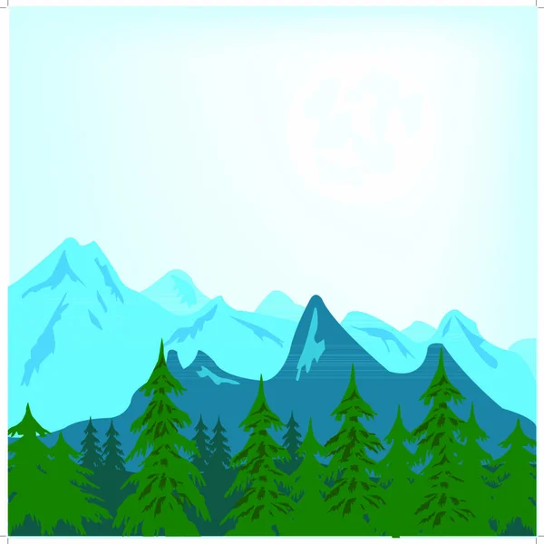 Ilustración Vectorial Del Paisaje Montaña — Vector de stock