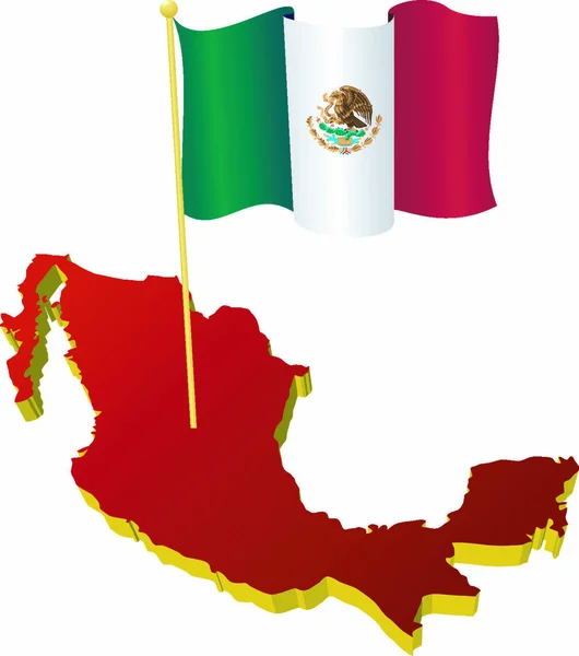 メキシコの国旗が描かれた3次元画像地図 ストックベクター C Lapotnik