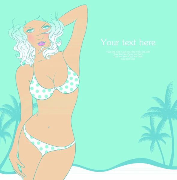 Ilustración Vectorial Mujer Verano Traje Baño — Vector de stock