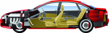 Cutaway Car Illustrations. (Simple gradients only - no gradient mesh.) clipart
