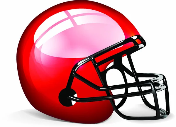 Červená Fotbalová Helma Izolované Přes Bílé Pozadí — Stockový vektor