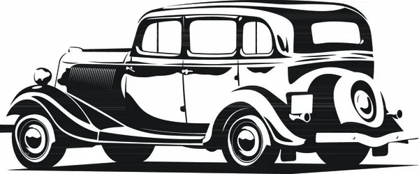 Vektor Illustration Eines Retro Autos Schwarz Weiß — Stockvektor