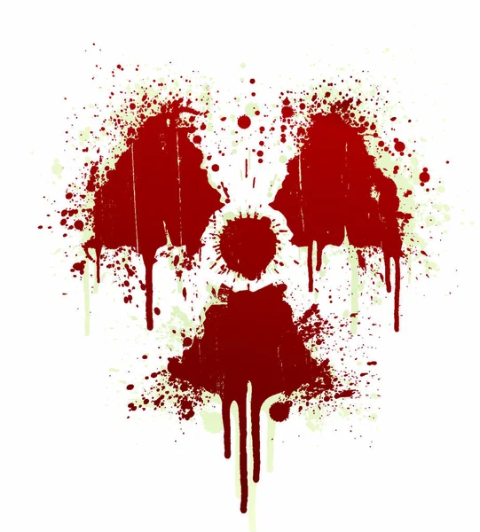 放射性シンボルの形をした血のスプラッタ設計要素のベクトル図 別層の影 — ストックベクタ