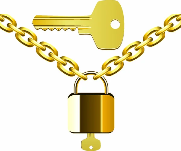 Vektorový Řetěz Zámek Klíč — Stockový vektor