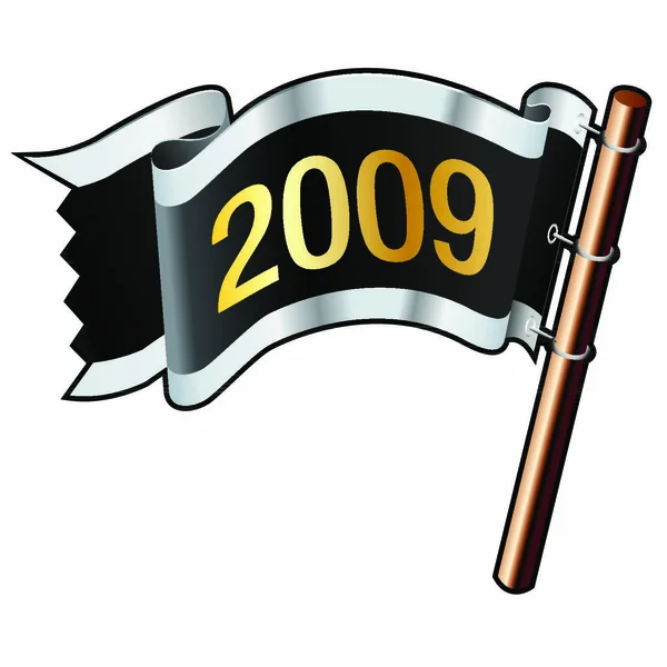 2009 Rok Kalendář Ikona Černé Stříbrné Zlaté Vektorové Vlajky Dobré — Stockový vektor