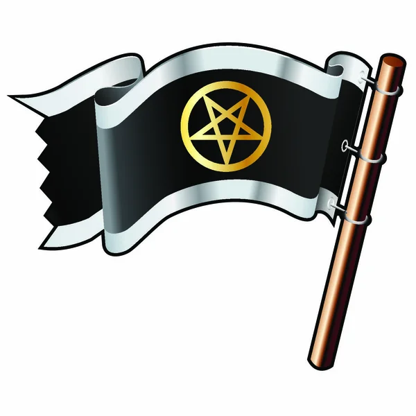 Pentagram Vallási Ikon Fekete Ezüst Arany Vektor Zászló Használható Weboldalak — Stock Vector