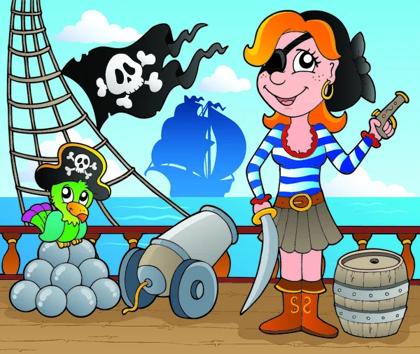 Pirate Ship Deck Theme Vector Illustration — Stock Vector